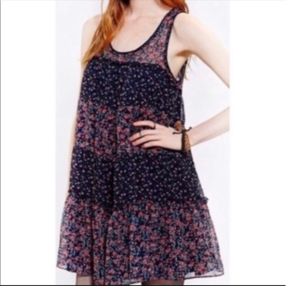 Kimchi Blue floral Boho lightweight babydoll mini dress size small - Picture 1 of 12